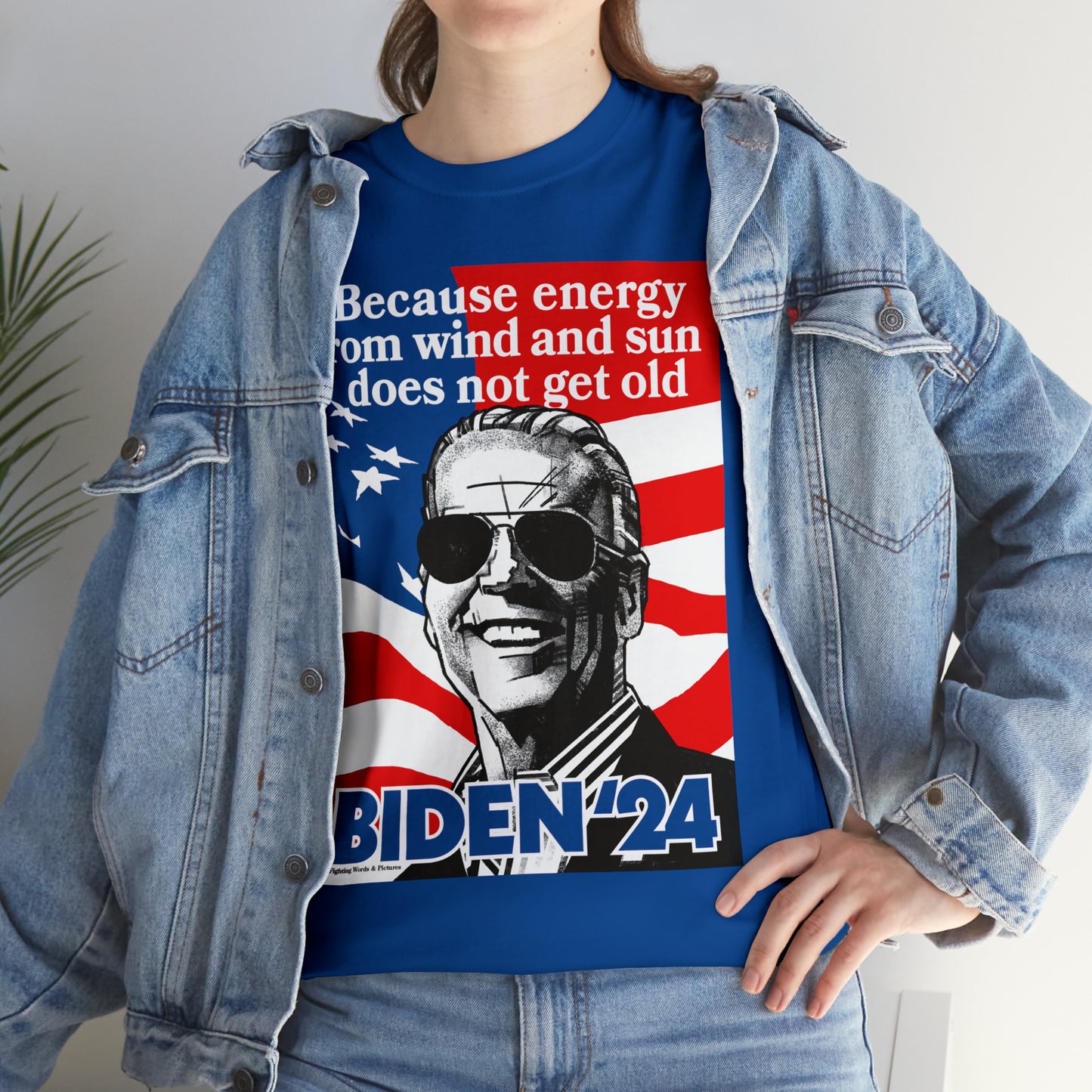 Because energy from wind and sun does not get old BIDEN'24 Unisex Heavy Cotton Tee